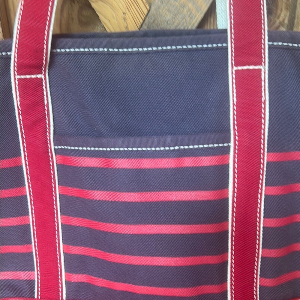 Lands' End Red and Black Tote Bag Durable Canvas - Picture 3 of 13